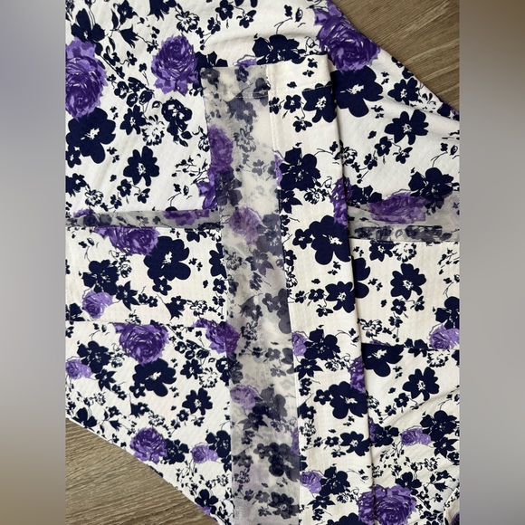 Ibkul Long Sleeve Xenia Navy Purple Floral Mesh Long Sleeve Top Small - Picture 9 of 10